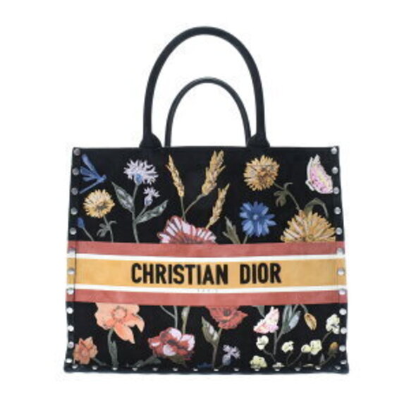Dior Handbags - Christian Dior Book Tote Black Multicolor Suede Bag
